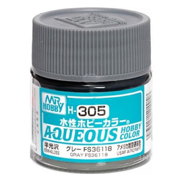 Mr Hobby (Gunze) H305 Aqueous Semi-Gloss Grey FS 36118 Acrylic Paint 10ml